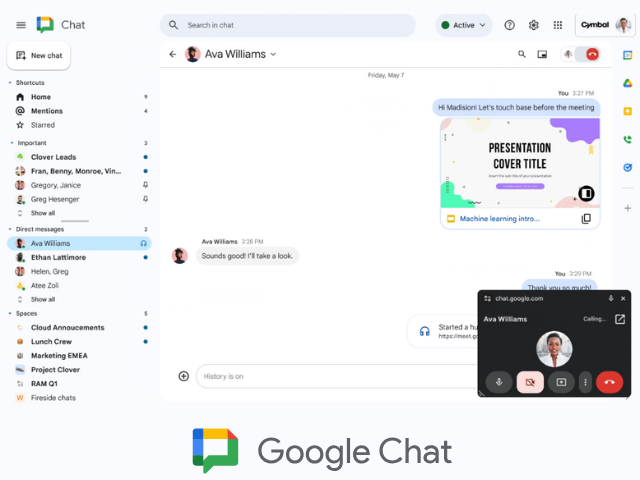 Los huddles en Google Chat te permiten iniciar una reunión con audio como prioridad