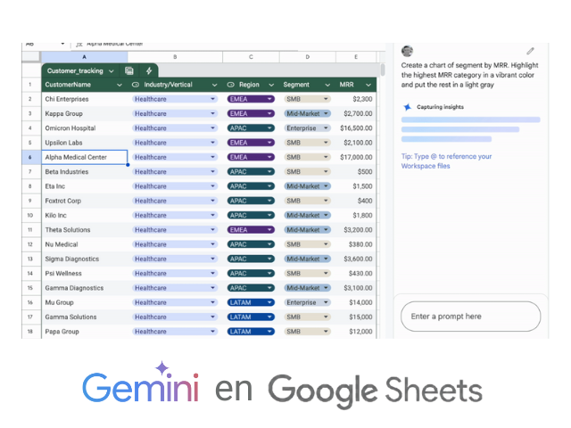 Gemini en Sheets: Genera gráficos e información valiosa