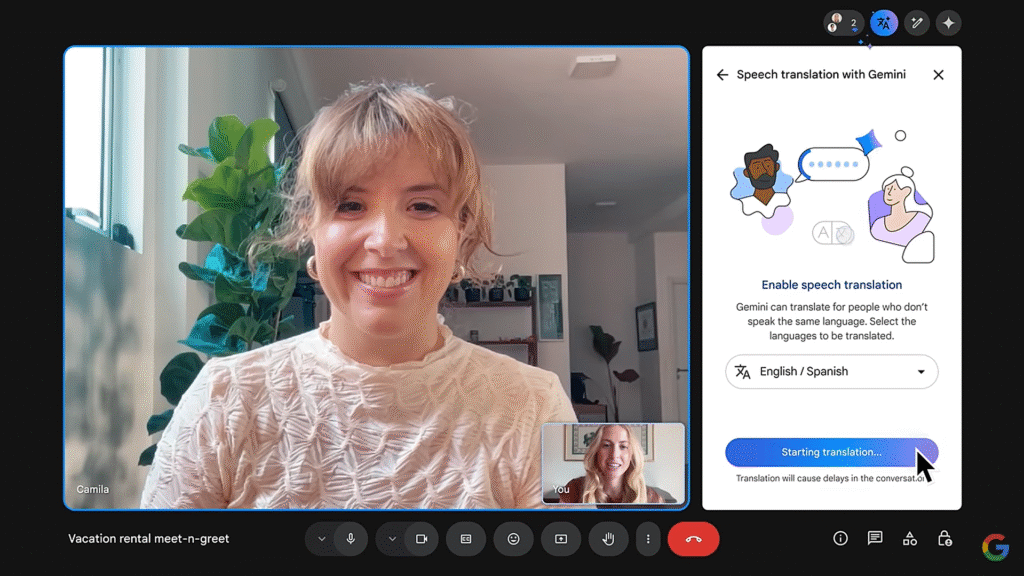La última actualización de Google Meet integra traducción simultánea de voz. Optimiza tus reuniones y expande tu negocio con Google Workspace.