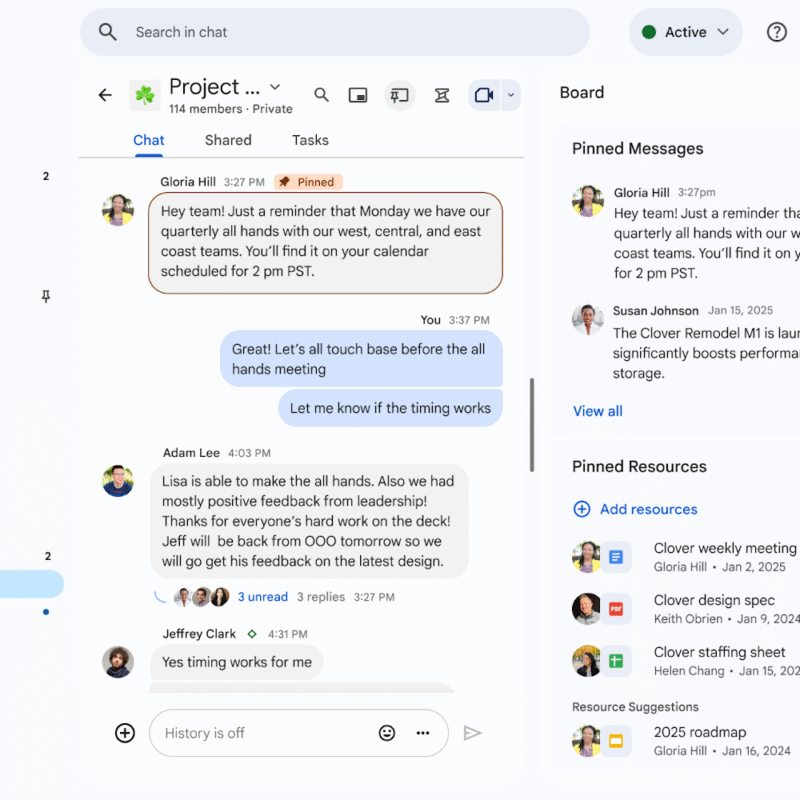 Interfaz del tablero integrado en Google Workspace para encontrar los archivos compartidos más importantes rápidamente.