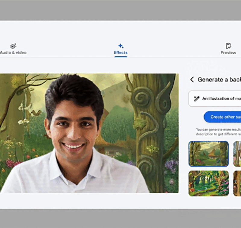 Genera fondos increíbles para tus reuniones en Google Meet con la ayuda de Gemini.