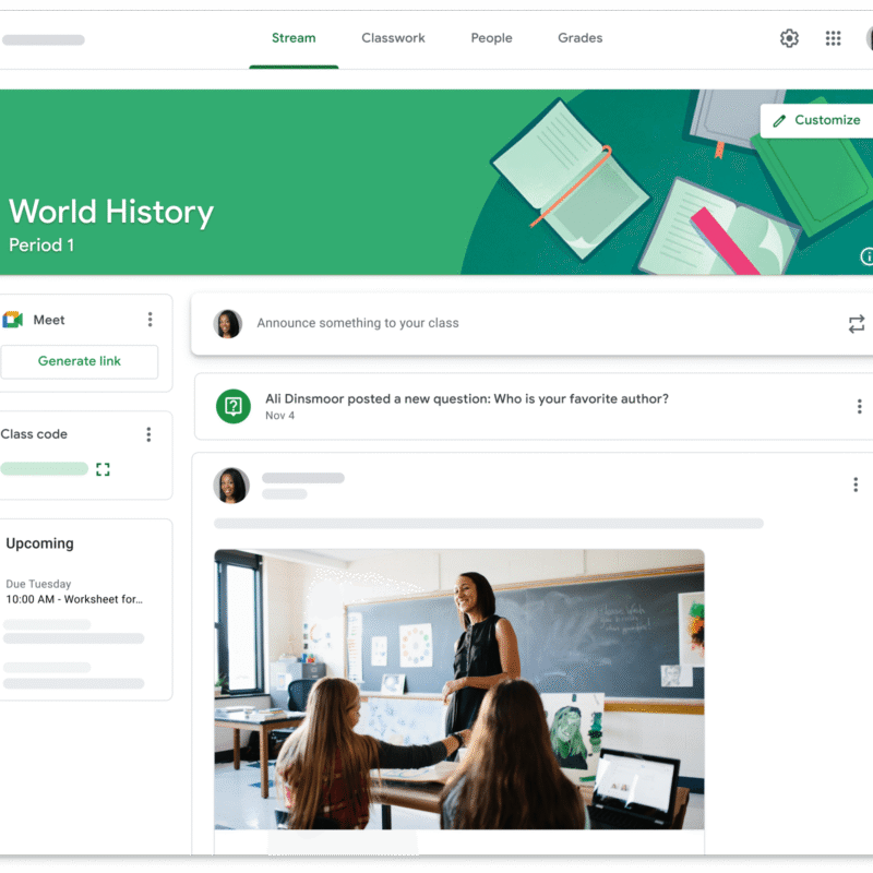 Haz de tus clases más interactivas con Google Meet y Google Classroom.