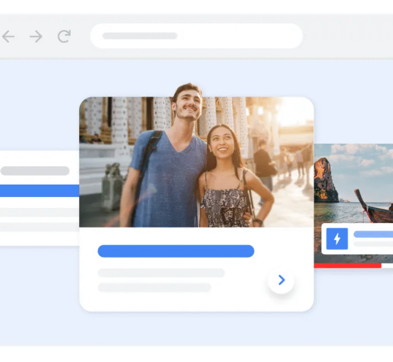 Tres ejemplos de anuncios en Google Ads.