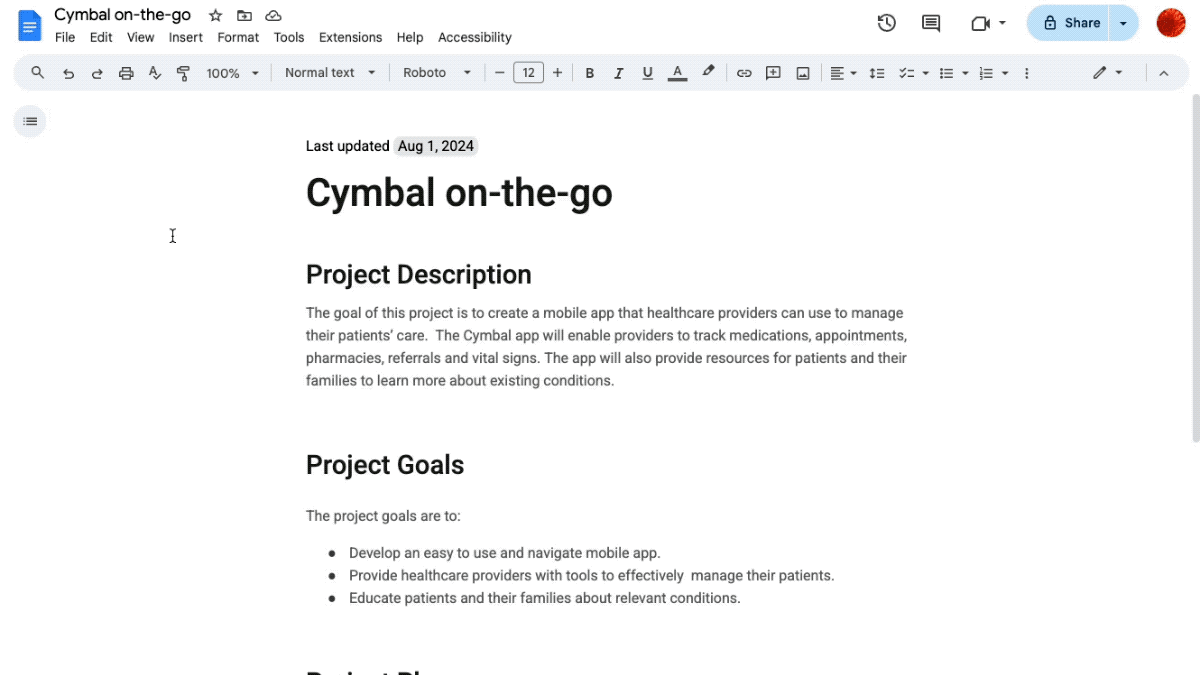 GIF showing how to insert a full-bleed cover image in Google Docs.