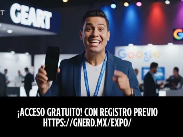Host dando la bienvenida al CEART donde se presentará la primera expo Google Workspace & Gemini AI. Texto: ¡Acceso Gratuito! Con registro previo https://gnerd.mx/expo/