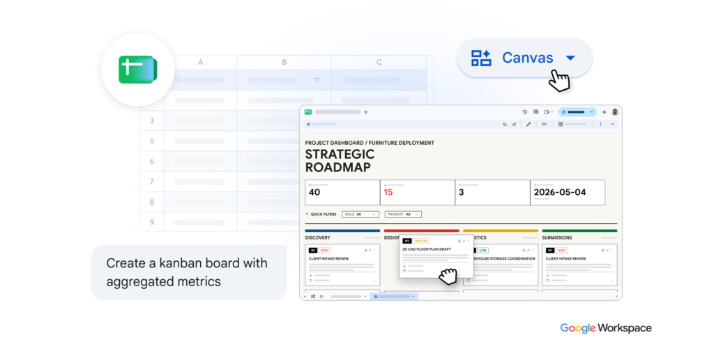 Crea dashboard dinámicas con Google Sheets Canvas.